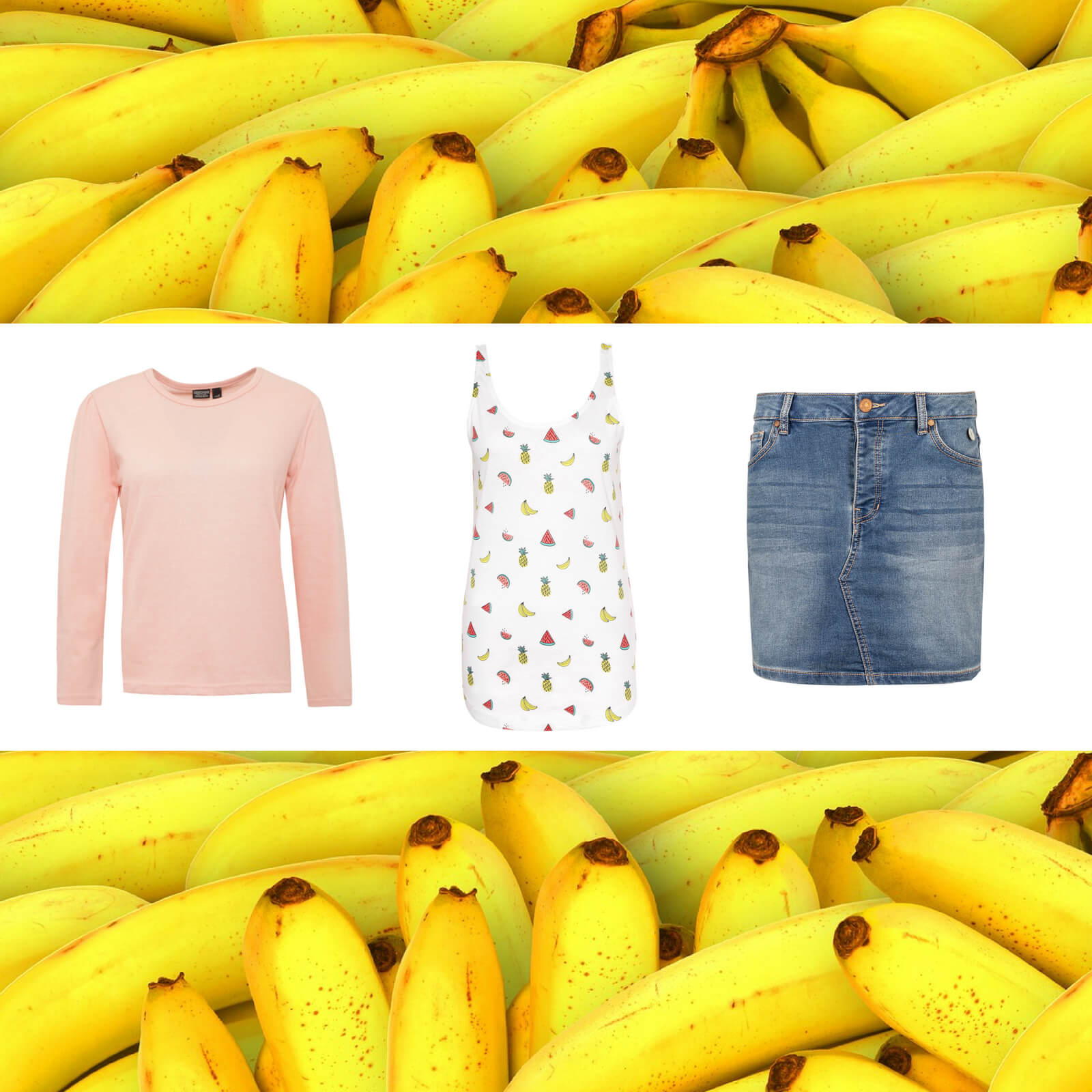 Outfit mit Bananen Print
