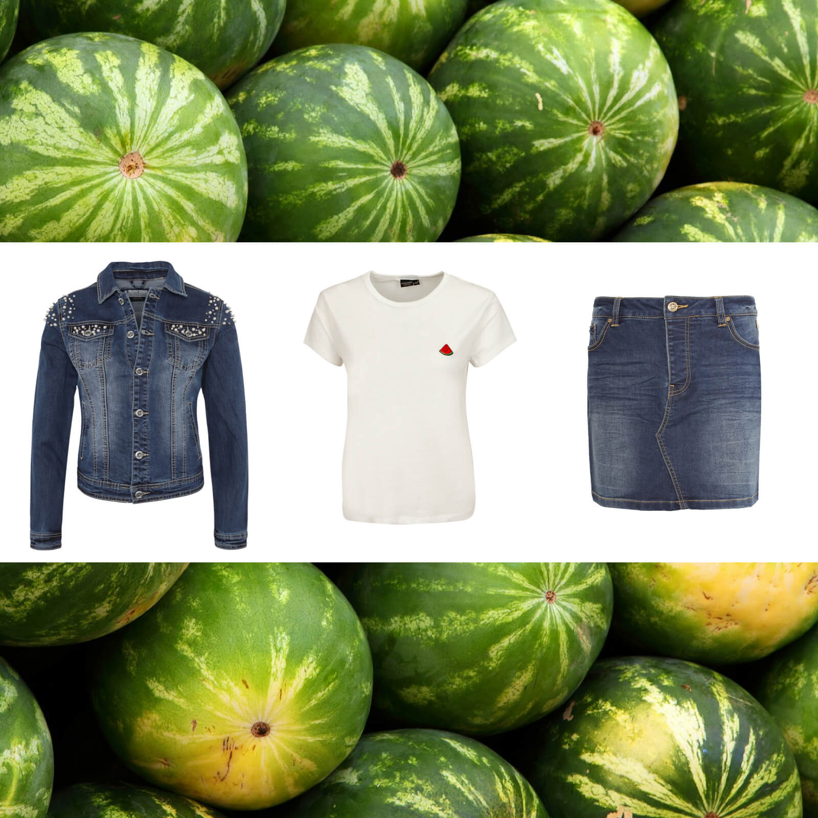 Outfit mit Wasser-Melonen Stickerei