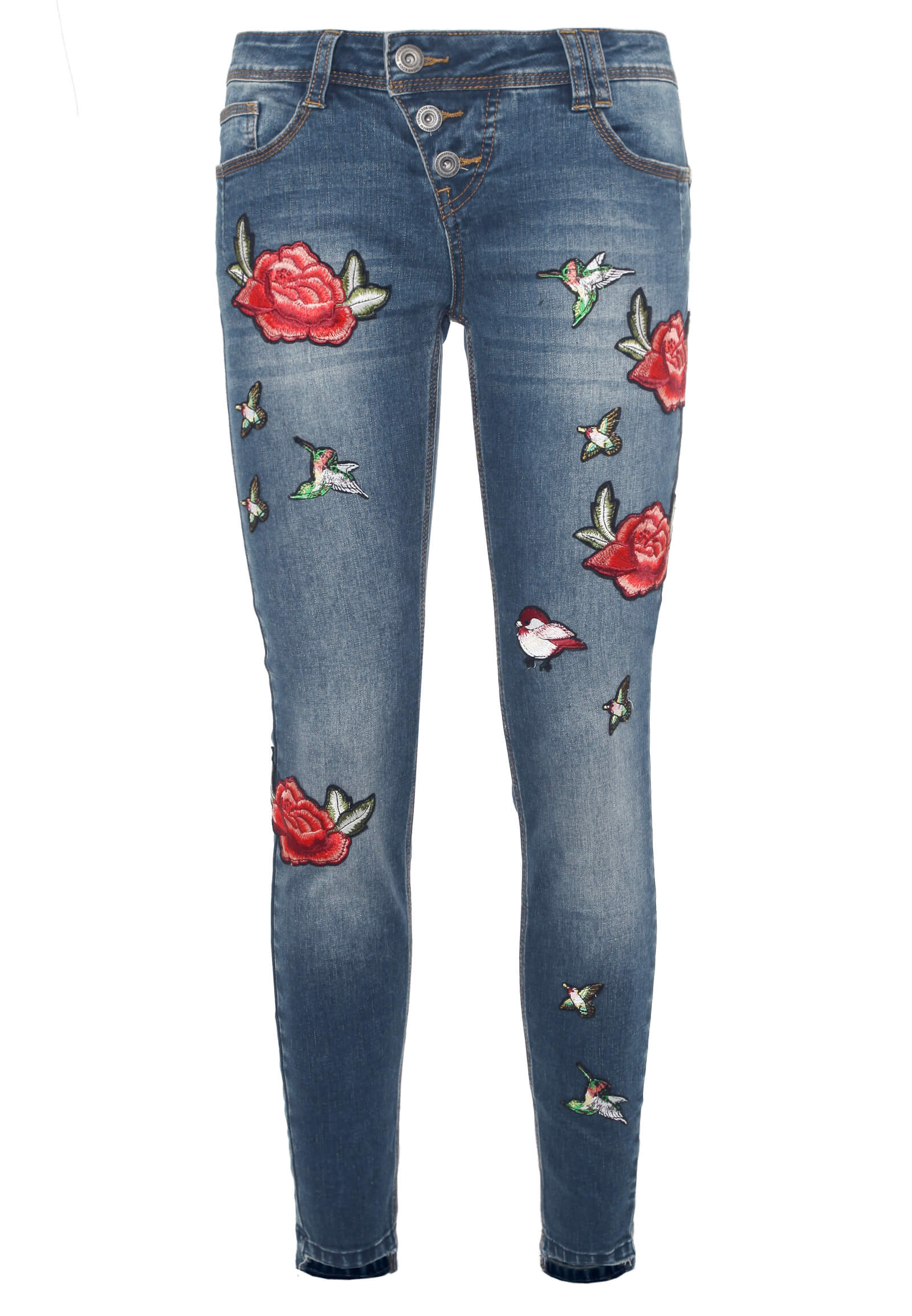 Jeans mit Rosen Patches